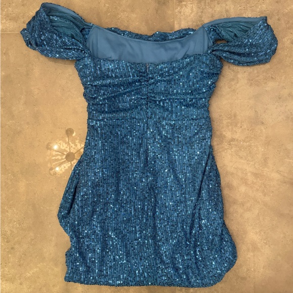 Blue Sequin Mini Dress | 4 - Picture 9 of 10